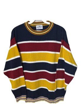Vintage 70s Sweater Color Block Striped Knit Baggy Streetwear Hippy